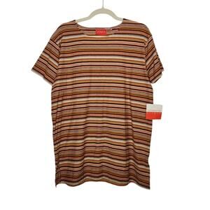 Vintage NWT 90s Liz Claiborne 70s Style Stripe Boho Fall Oversized Grunge Med